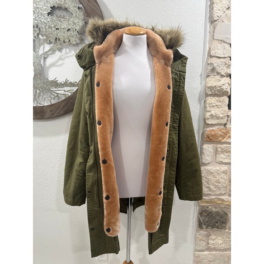 Madewell Bedford Convertible Faux Fur Lined Jacket Parka Anorak Hood Green XL - Picture 7 of 11